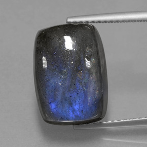 Labradorita Brillo azul grisáceo natural de 9.44 ct, Corte Cojín, Translúcido