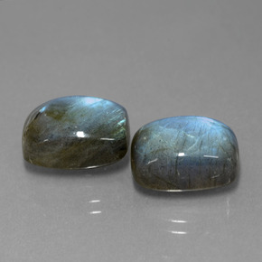 Gemas de labradorita azul natural de  ct, corte cojín, translúcido
