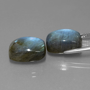 Gemas de labradorita azul natural de  ct, corte cojín, translúcido