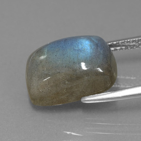 Labradorita Brillo azul grisáceo natural de 7.88 ct, Corte Cojín, Translúcido
