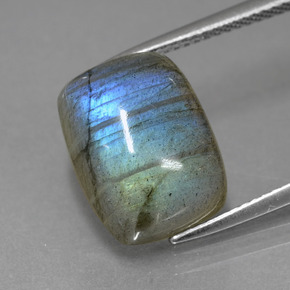 Labradorita Brillo azul grisáceo natural de 9.03 ct, Corte Cojín, Translúcido