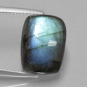 Labradorita Brillo azul grisáceo natural de 9.42 ct, Corte Cojín, Translúcido