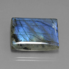 Labradorita Brillo azul grisáceo natural de 43.22 ct, Corte Baguette, Translúcido