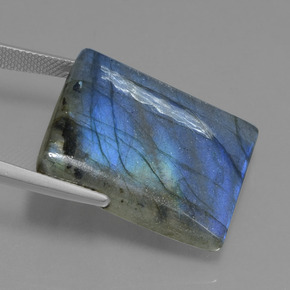 Labradorita Brillo azul grisáceo natural de 43.22 ct, Corte Baguette, Translúcido
