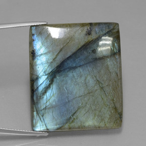 Labradorita Brillo azul grisáceo natural de 80.74 ct, Corte Baguette, Translúcido