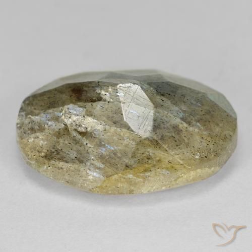 Labradorita Multicolor natural de 11.84 ct, Ovalada, Translúcido