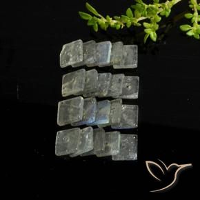 Gemas de Labradorita Multicolor natural de 6.24 ct, Cuadrado, Transparente