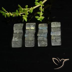 Gemas de Labradorita Multicolor natural de 6.24 ct, Cuadrado, Transparente