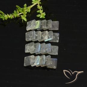 Gemas de Labradorita Multicolor natural de 7.99 ct, Cuadrado, Translúcido