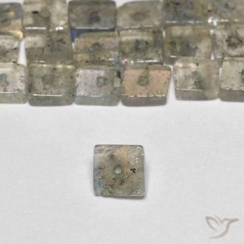 Gemas de Labradorita Multicolor natural de 6.23 ct, Cuadrado, Transparente
