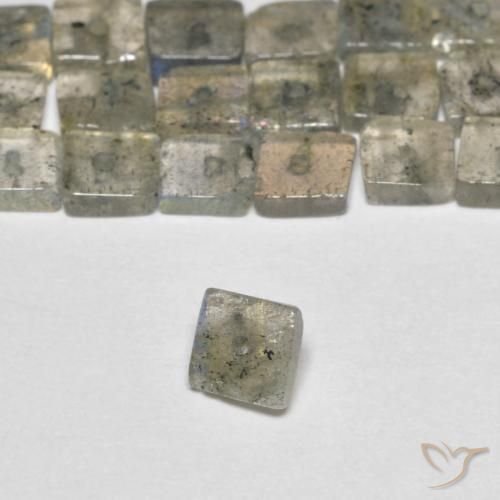 Gemas de Labradorita Multicolor natural de 6.23 ct, Cuadrado, Transparente