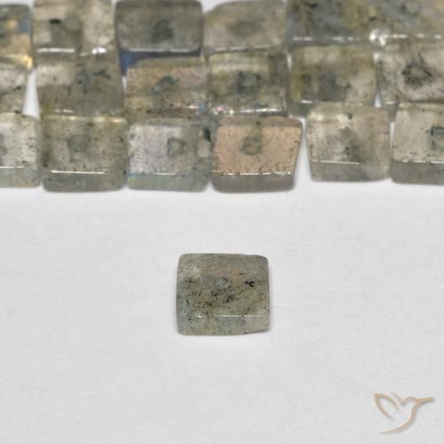 Gemas de Labradorita Multicolor natural de 6.23 ct, Cuadrado, Transparente