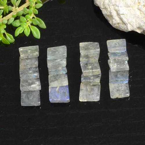 Gemas de labradorita multicolor natural de 4,89 ct, cuadrado, transparente