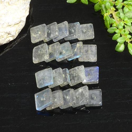 Gemas de labradorita multicolor natural de 4,89 ct, cuadrado, transparente