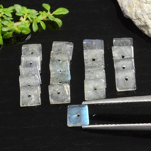 Gemas de labradorita multicolor natural de 4,89 ct, cuadrado, transparente
