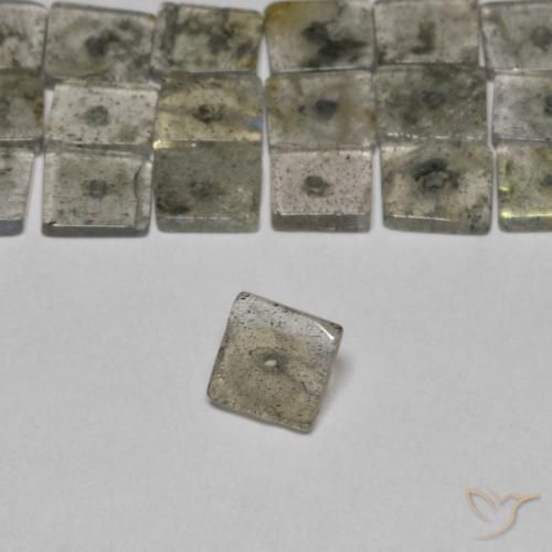 Gemas de Labradorita Multicolor natural de 6.66 ct, Cuadrado, Transparente