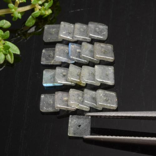 Gemas de labradorita multicolor natural de 4,50 ct, cuadrado, translúcido
