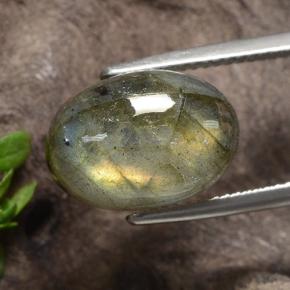 Labradorita multicolor natural de 9,03 ct, corte óvalo, translúcido