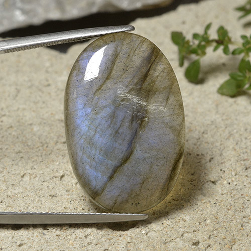 Labradorita Multicolor natural de 19.67 ct, Corte Óvalo, Translúcido