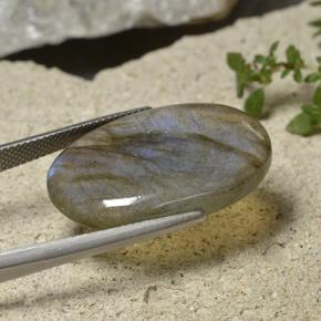 Labradorita Multicolor natural de 19.67 ct, Corte Óvalo, Translúcido