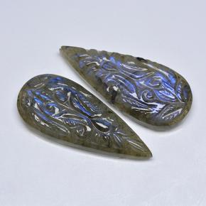 Gemas de labradorita multicolor natural de 36,44 ct, en forma de pera, translúcido