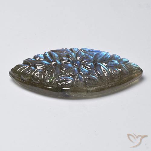 Labradorita Multicolor natural de 23.59 ct, Marquesa, Translúcido