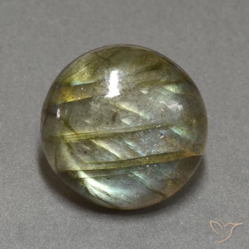 Labradorita Multicolor natural de 13.46 ct, Redondo, Translúcido