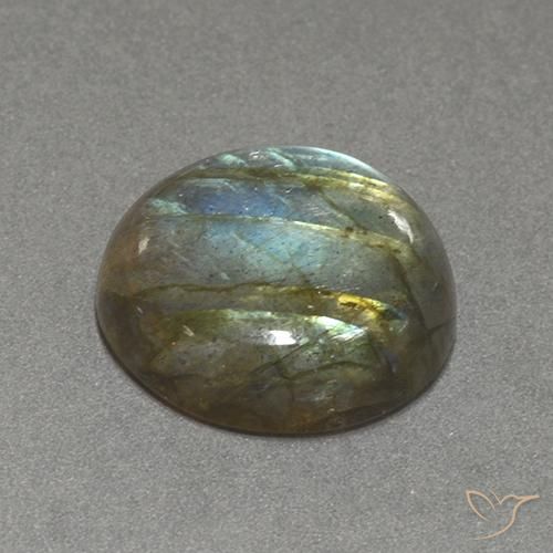 Labradorita Multicolor natural de 13.46 ct, Redondo, Translúcido