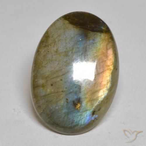 Labradorita Multicolor natural de 15.72 ct, Ovalada, Opaco