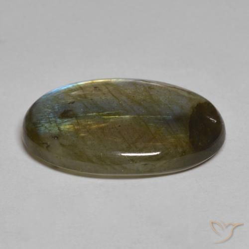 Labradorita Multicolor natural de 15.72 ct, Ovalada, Opaco
