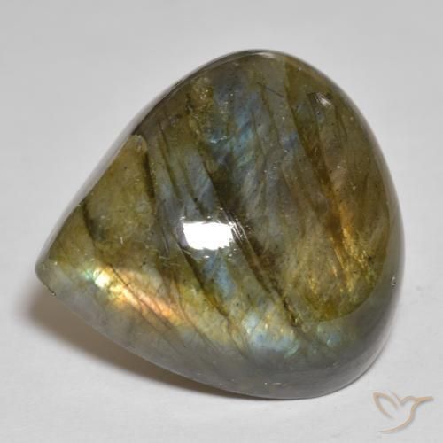 Labradorita Multicolor natural de 28.38 ct, En forma de pera, Opaco