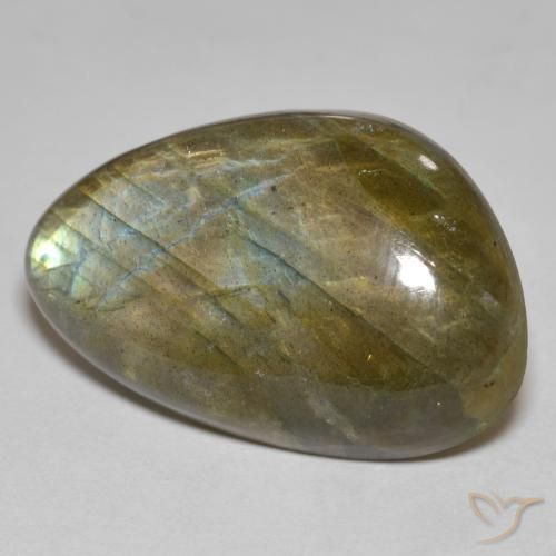 Labradorita multicolor natural de 25,09 ct, forma elegante, opaco