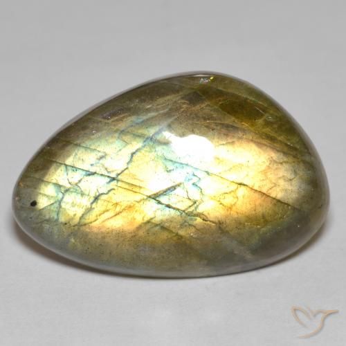 Labradorita multicolor natural de 25,09 ct, forma elegante, opaco