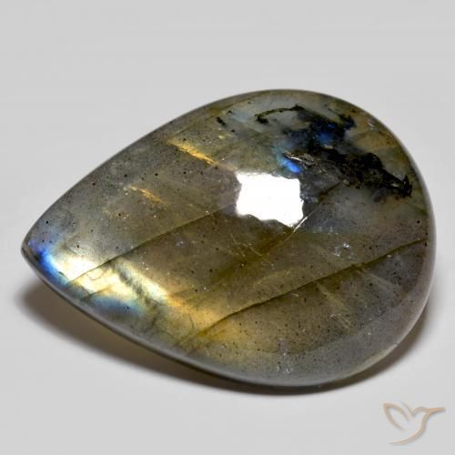 Labradorita Multicolor natural de 39.55 ct, En forma de pera, Opaco
