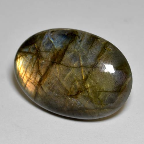 Labradorita Multicolor natural de 23.56 ct, Corte Óvalo, Opaco