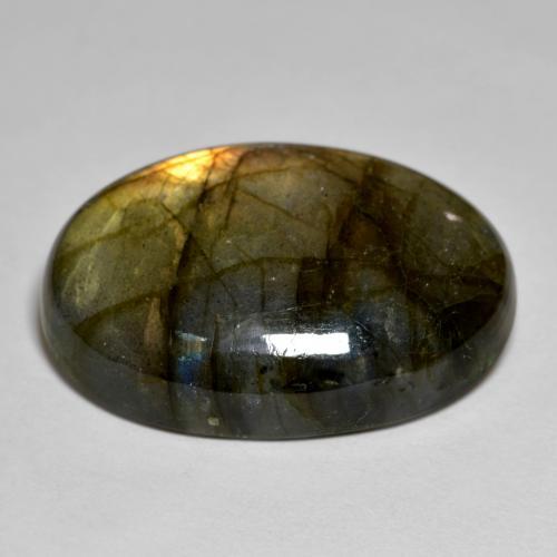 Labradorita Multicolor natural de 23.56 ct, Corte Óvalo, Opaco