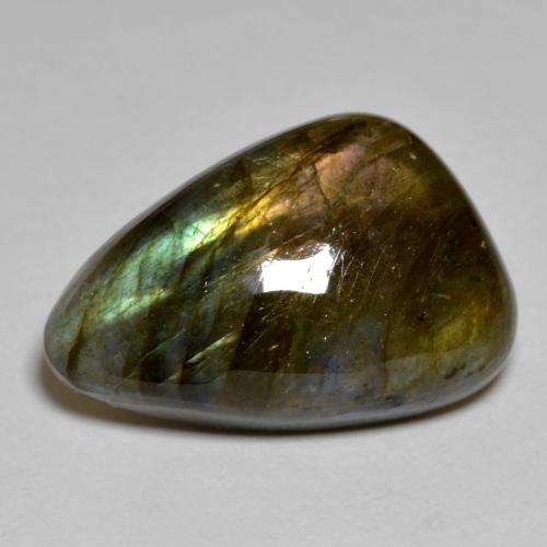 Labradorita multicolor natural de 15,44 ct, forma elegante, opaco
