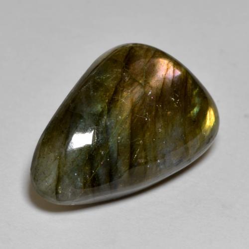 Labradorita multicolor natural de 15,44 ct, forma elegante, opaco