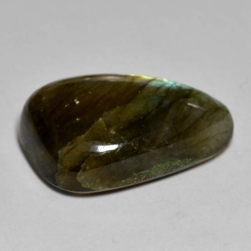 Labradorita multicolor natural de 15,44 ct, forma elegante, opaco