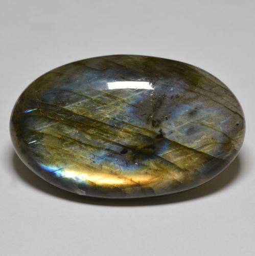 Labradorita multicolor natural de 76,91 ct, corte óvalo, translúcido