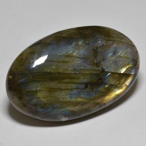 Labradorita multicolor natural de 76,91 ct, corte óvalo, translúcido