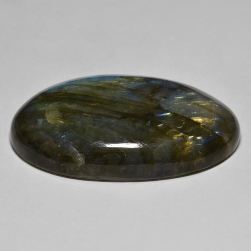 Labradorita multicolor natural de 76,91 ct, corte óvalo, translúcido
