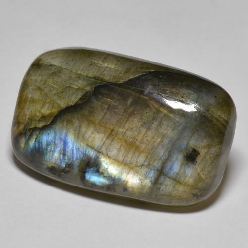 Labradorita multicolor natural de 26,00 ct, corte cojín, translúcido