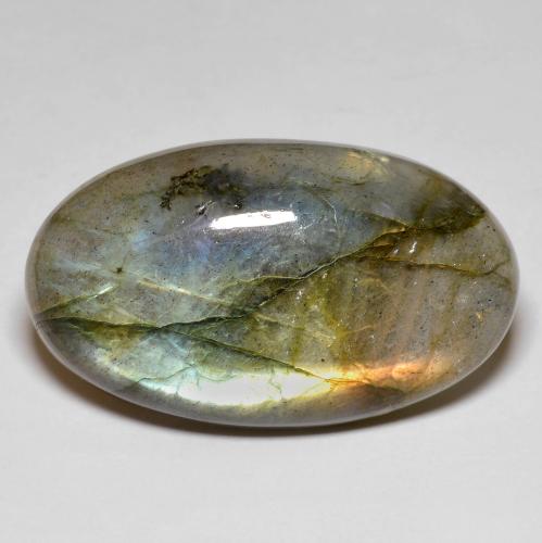 Labradorita multicolor natural de 24,23 ct, corte óvalo, opaco