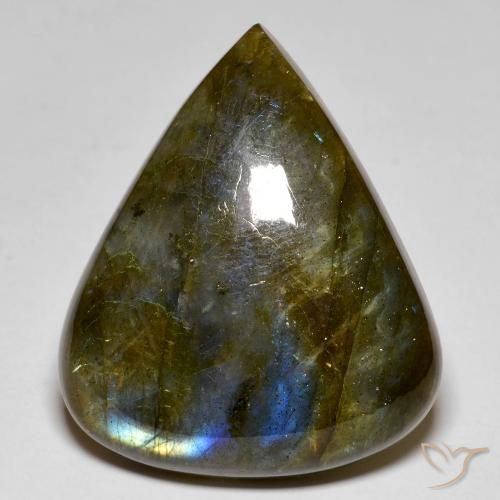 Labradorita Multicolor natural de 40.89 ct, En forma de pera, Opaco