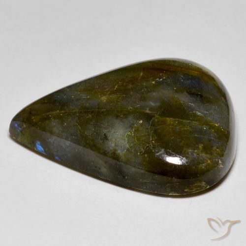 Labradorita Multicolor natural de 40.89 ct, En forma de pera, Opaco