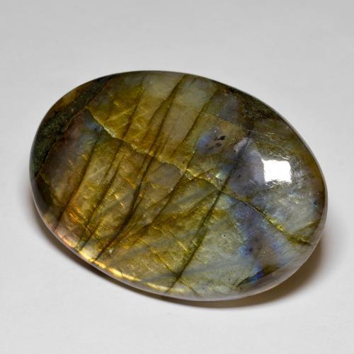 Labradorita multicolor natural de 93,87 ct, corte óvalo, opaco