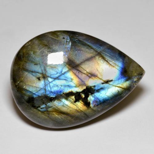 Labradorita Multicolor natural de 78.89 ct, En forma de pera, Opaco
