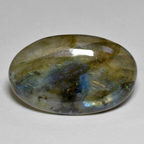 Labradorita multicolor natural de 15,47 ct, corte óvalo, translúcido