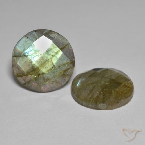 Gemas de Labradorita Multicolor natural de 11.65 ct, Redondo, Translúcido
